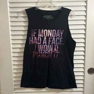 Black Matter Tank Top with Purple lettering Size L